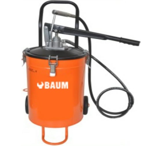 Изображение товара Маслораздаточный ручной насос с емкостью на 20кг смазки BAUM на колесной базе 60-420