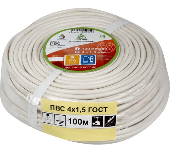 Изображение товара Провод ПВС АЛЬФАКАБЕЛЬ 4х1,5 мм ГОСТ 100 м 05065