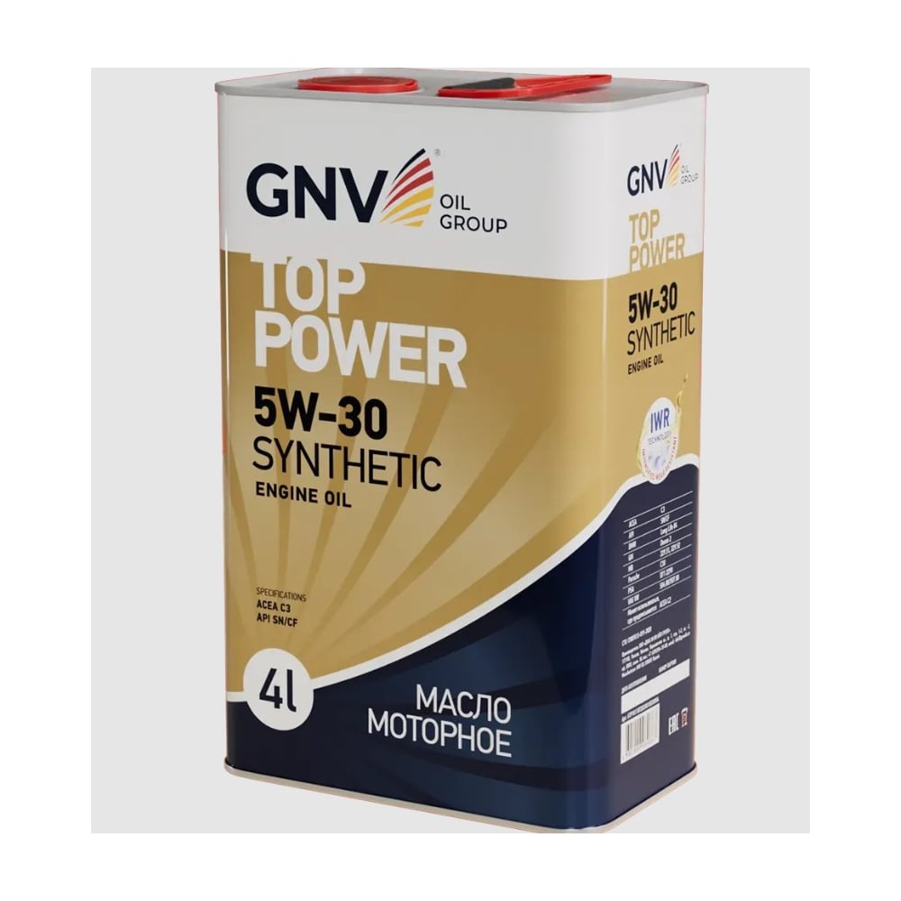 Изображение товара Моторное масло GNV Top Power 5W-30 Synthetic 4 л. для дизельных и бензиновых двигателей