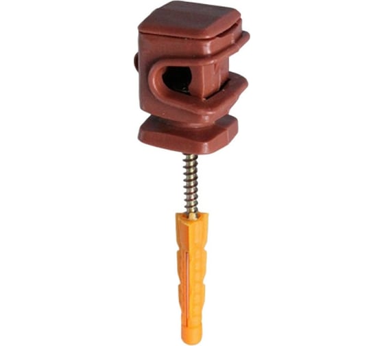 Изображение товара Держатель круглого проводника EZETEK 6-8мм коричневый, высота 16мм, пластик с дюбелем 38мм 70018