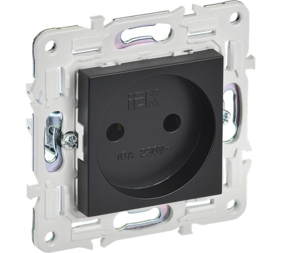 Изображение товара Розетка без заземления IEK SKANDY без защитных шторок 10А SK-R02Bl черный SK-R10-10-K02