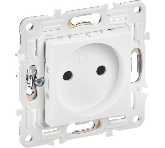 Изображение товара Розетка без заземления IEK SKANDY без защитных шторок 10А SK-R02W арктический белый SK-R10-10-K01