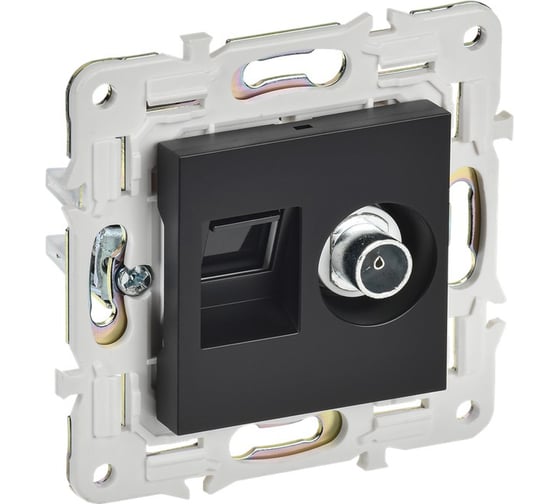 Изображение товара Розетка двойная IEK SKANDY TV+RJ45 кат.5E SK-A14Bl черный SK-AK20-1-K02