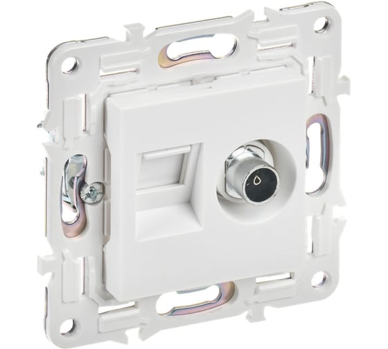 Изображение товара Розетка двойная IEK SKANDY TV+RJ45 кат.5E SK-A14W арктический белый SK-AK20-1-K01