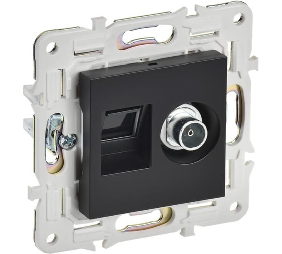 Изображение товара Розетка двойная IEK SKANDY TV+RJ45 кат.6E SK-A15Bl черный SK-AK20-2-K02