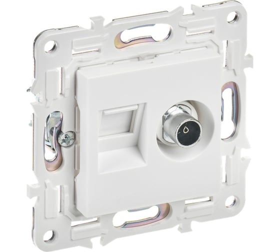 Изображение товара Розетка двойная IEK SKANDY TV+RJ45 кат.6E SK-A15W арктический белый SK-AK20-2-K01