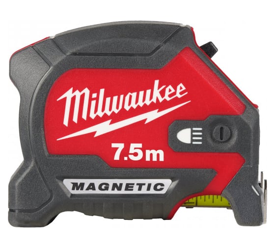 Изображение товара Рулетка магнитная Milwaukee PREMIUM MAGNETIC GEN III 7.5 м, с LED подсветкой, ширина полотна 30 мм 4932492469