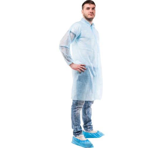 Изображение товара Халат одноразовый на липучках Puretech C21, 20 гр/кв.м, XXL, голубой C2155