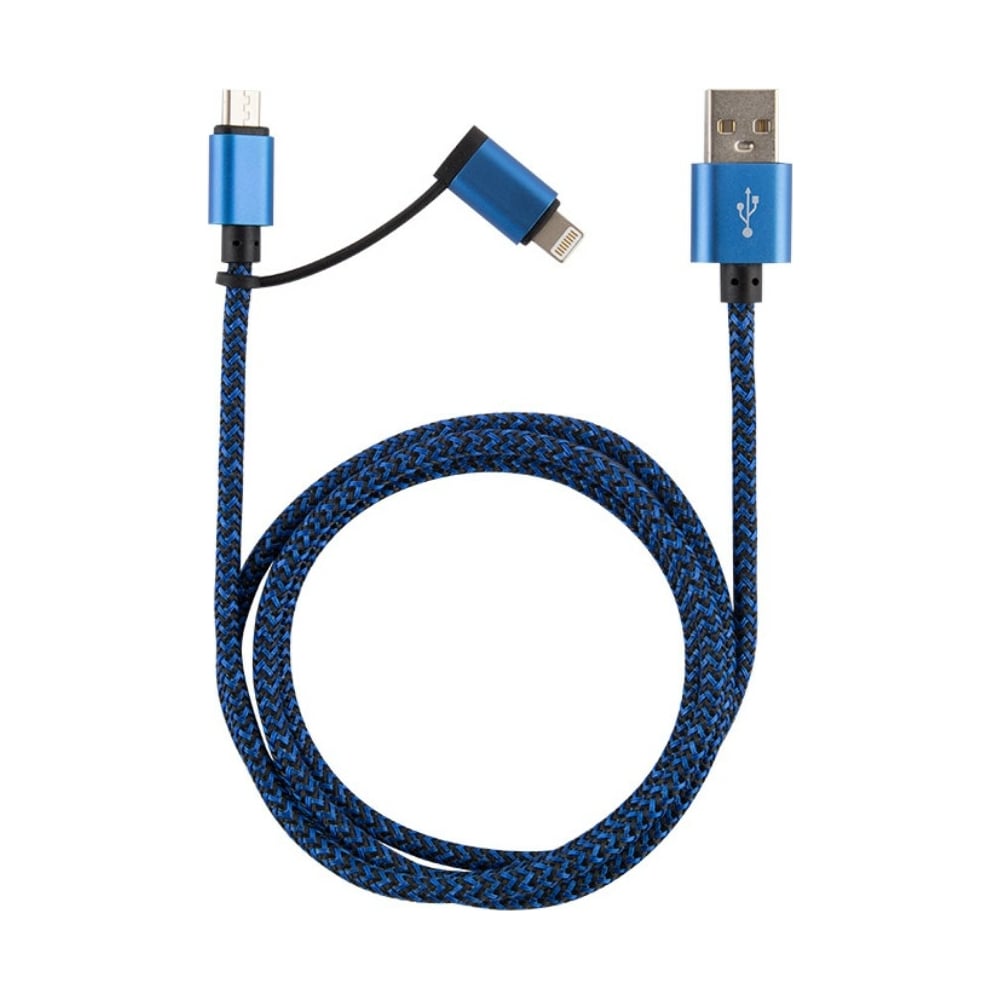 фото Кабель usb/microusb+lightning energy et-06 2в1 цвет - синий 006382