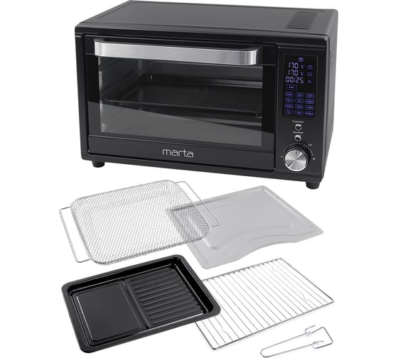 Изображение товара Мини-печь MARTA MT-EO4294A черный жемчуг, 32 л, Дисп+Аэрогриль+Корзина 40501