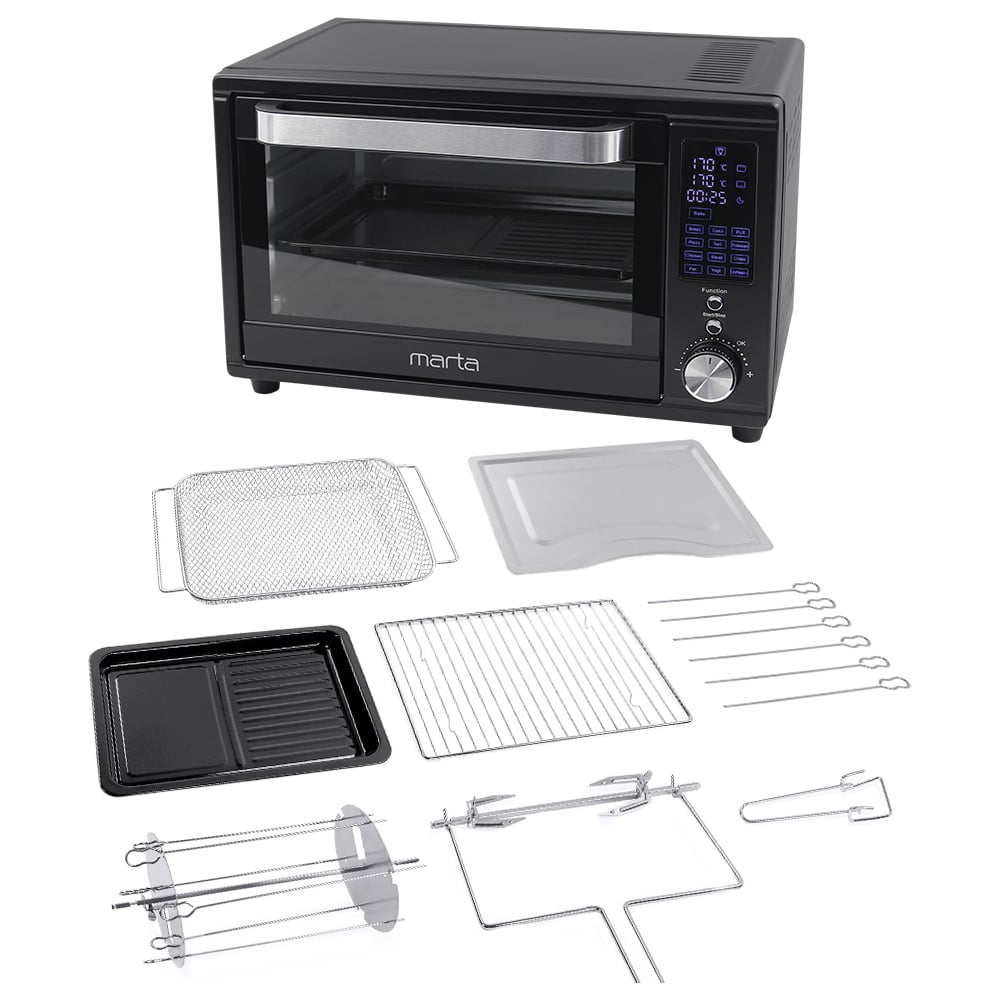 Изображение товара Мини-печь MARTA MT-EO4294B с дисплеем, 32 л, конвекция, аэрогриль, эмаль Изображение товара Мини-печь MARTA MT-EO4294B с дисплеем, 32 л, конвекция, аэрогриль, эмаль