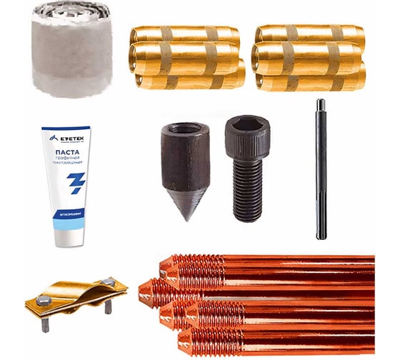 Изображение товара Комплект заземления EZETEK EZ – 9 9 метров, 14мм, 6х1500мм с насадкой SDS-max 60262