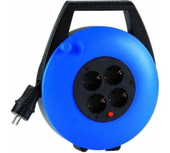 Изображение товара Удлинитель на катушке HEDI 10 метров, 4 розетки IP20 H05VV-F 3Х1,5 синий KBB10T