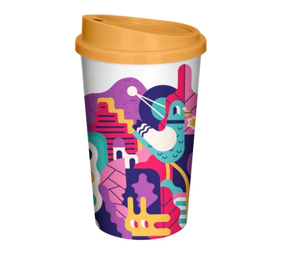 Изображение товара Стакан для горячих и холодных напитков с крышкой и декором Phibo "ГОРОДСКИЕ ФАНТАЗИИ" 400 мл, Белый 435239416