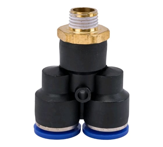 Изображение товара Фитинг цанговый Y-образный наружная резьба 1/4" - диаметр 12 мм BlackWeld 5706bw