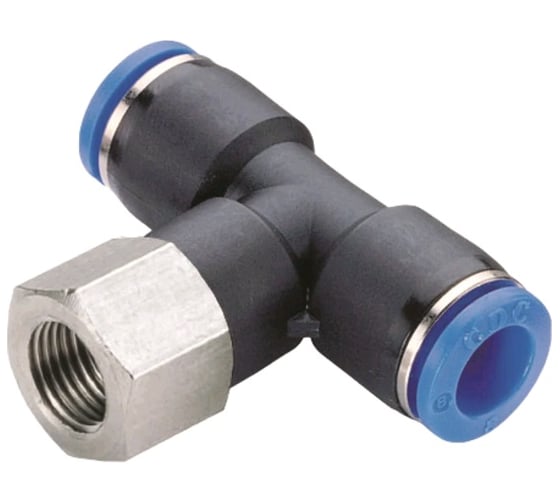 Изображение товара Фитинг цанговый тройник внутренняя резьба 1/4", диаметр 10 мм BlackWeld 5506bw