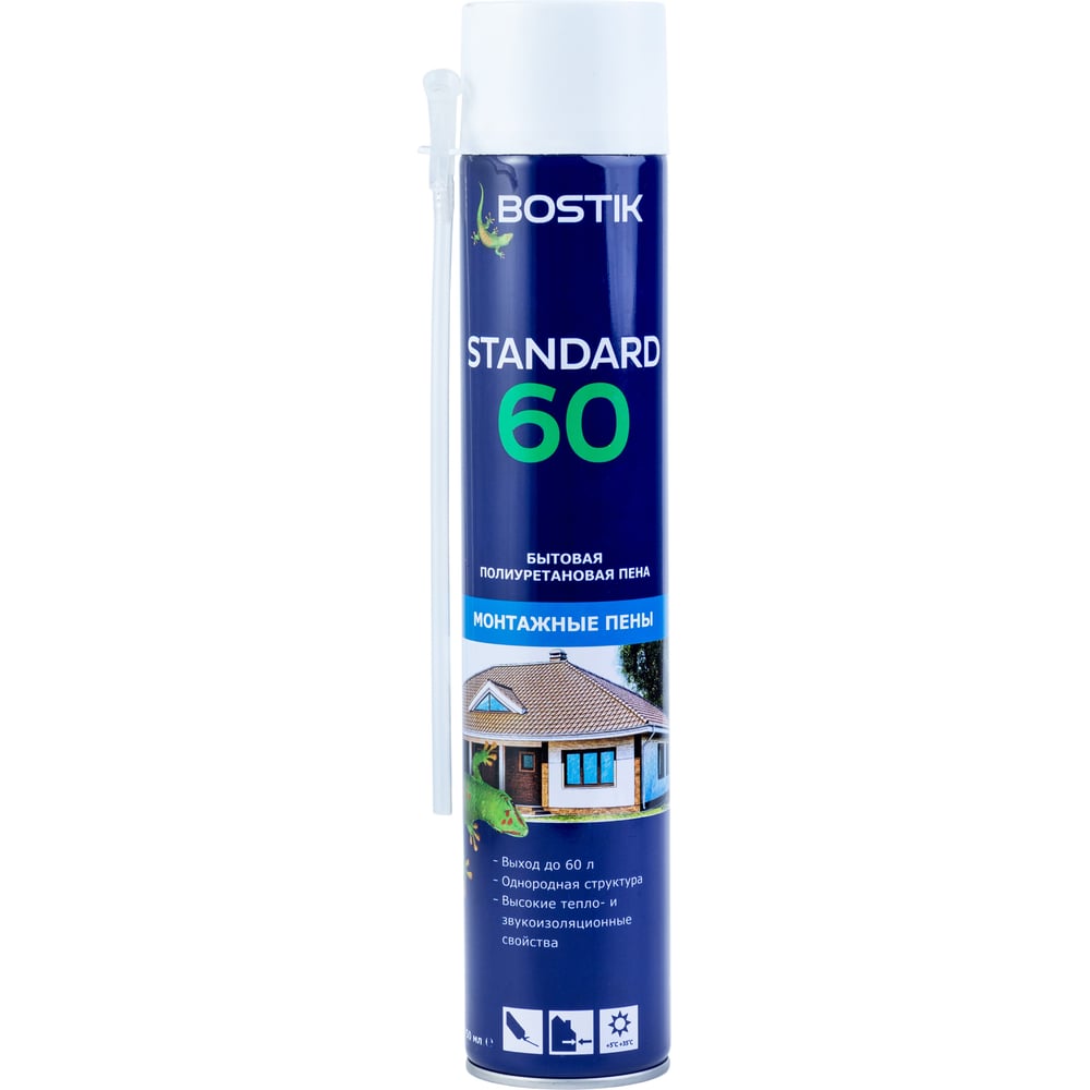 Изображение товара Пена бытовая полиуретановая Bostik Standard 60 750 мл для изоляции и герметизации