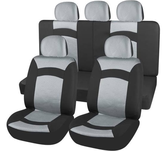 Изображение товара Чехлы сиденья SKYWAY SMART-1 полиэстер/сетка 9 предметов черно/серый S01301118