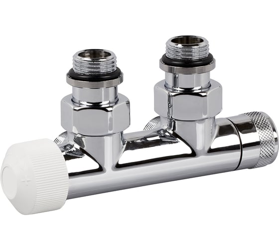 Изображение товара Узел нижнего подключения термостатический SR Rubinetterie угловой 1/2"х3/4"Е Хром (левый) 0685-1500C0E0