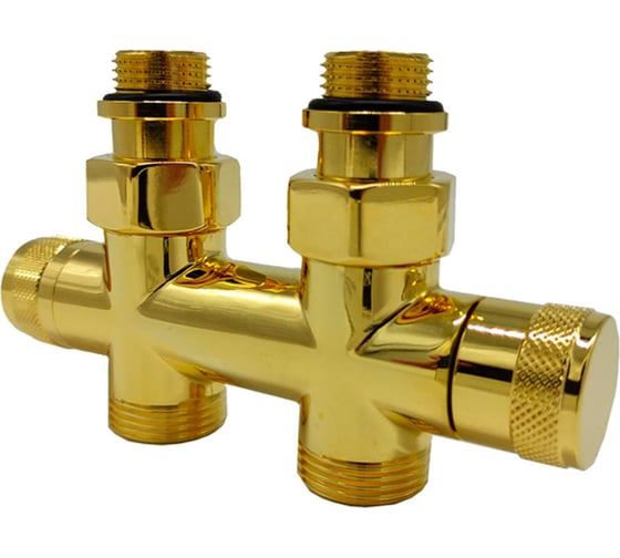 Изображение товара Узел прямой SR Rubinetterie Tondera 50 мм, запорный 1/2"x3/4" Е, цвет золото 0692-1500D0E0