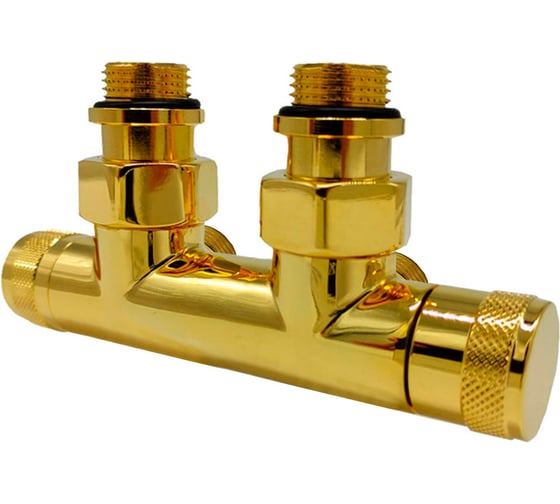 Изображение товара Узел угловой SR Rubinetterie Tondera 50 мм, запорный 1/2"x3/4" Е, цвет золото 0699-1500D0E0