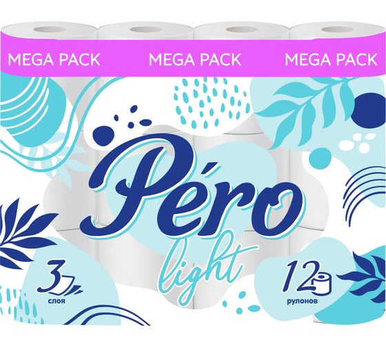 Изображение товара Туалетная Бумага GrandPero Pero Light 3 слоя 12 рулонов 162