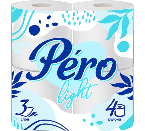 Изображение товара Туалетная Бумага GrandPero Pero Light 3 слоя 4 рулона 148
