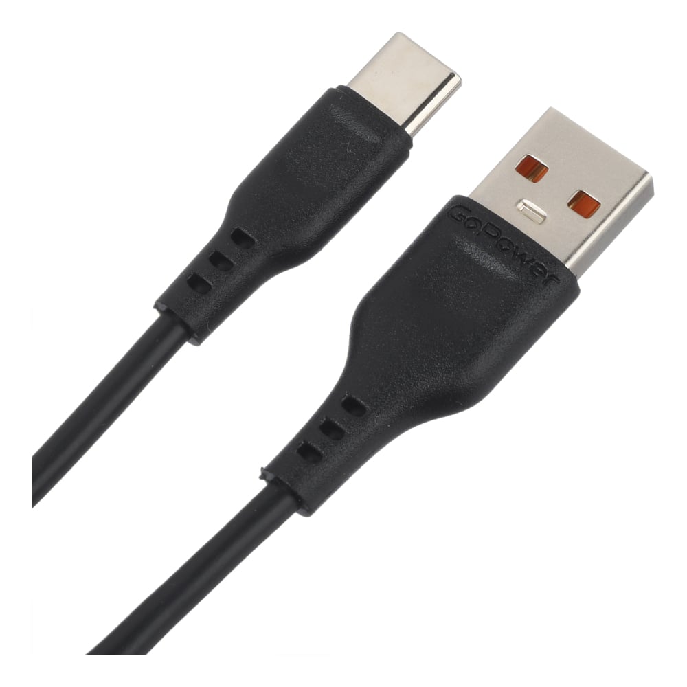 Кабель GoPower GP01T USB (m)-Type-C (m) 1.0м 2.4A ПВХ черный 00-00018566
