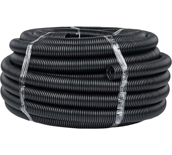 Изображение товара Гофрированная труба EKF ПНД с протяжкой d40мм 25 м черная Plast tpnd-40n