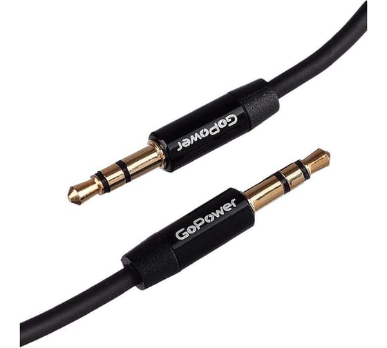 Изображение товара Кабель GoPower AUX Jack 3.5mm (m)-Jack 3.5mm (m), 1.5м, TPE, черный, Premium, Zip-Lock c подвесом 00-00027479