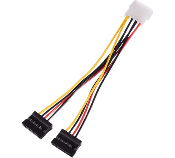 Изображение товара Кабель GoPower MOLEX (f)-2SATA (m), 0.2м, PVC, RoHS, Premium, Zip-Lock c подвесом, 00-00027494