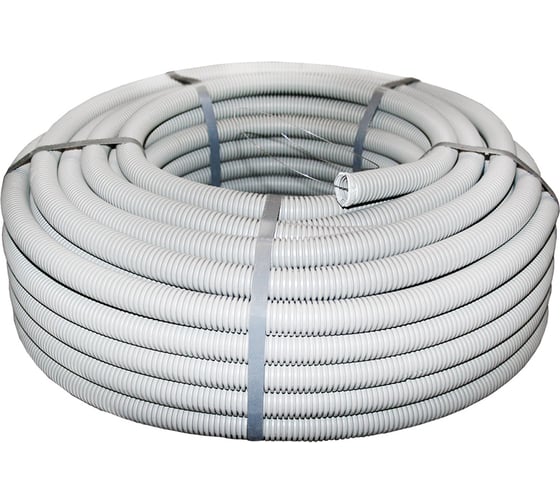 Изображение товара Гофрированная труба EKF ПВХ, гибкая, d25мм, тяжёлая с протяжкой, 75м, PROxima, цвет серый tg-z-25-t