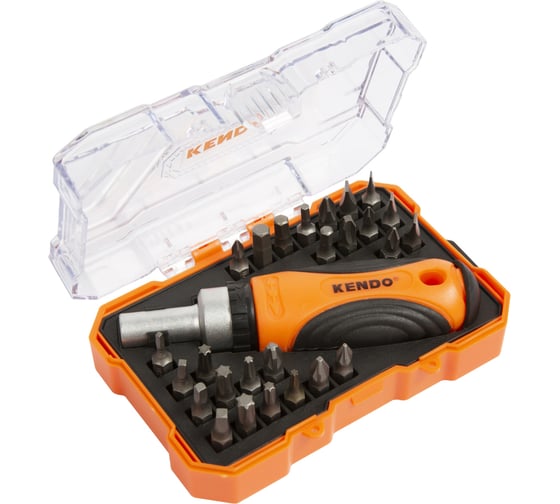Изображение товара Отвертка с трещоткой и набором бит KENDO 27 предметов 20665