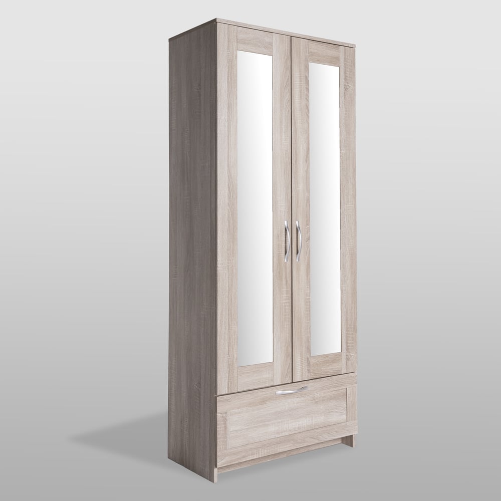 Изображение товара Шкаф Гуд ЛАКК СИРИУС 2 двери, 1 ящик, светло-коричневый, с зеркалами, 78x59x220 см