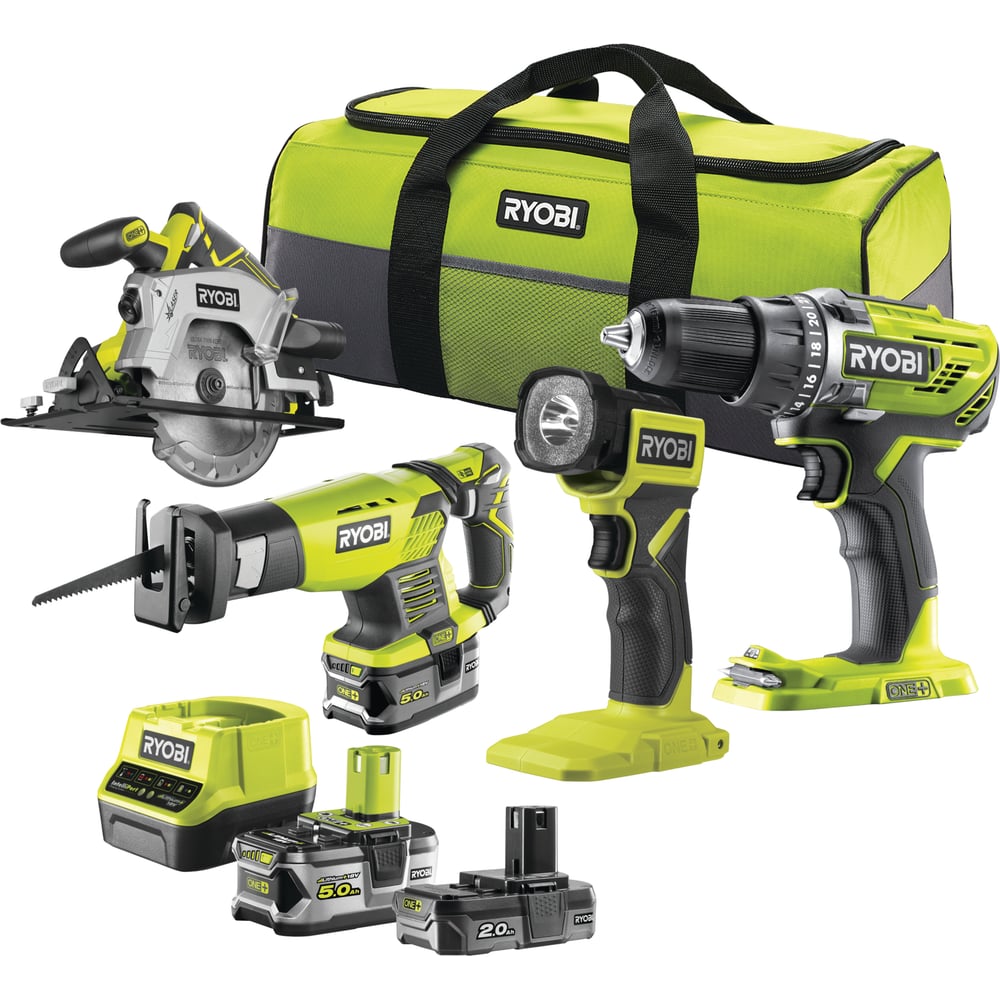 Изображение товара Набор из 4 инструментов Ryobi RCK184-252S 18В с аккумуляторами и сумкой