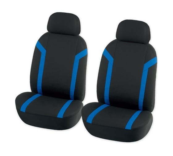 Изображение товара Чехол-рубашка на переднее сиденье с подголовником ARNEZI черный с синей полосой, 4 предмета 00-01035835
