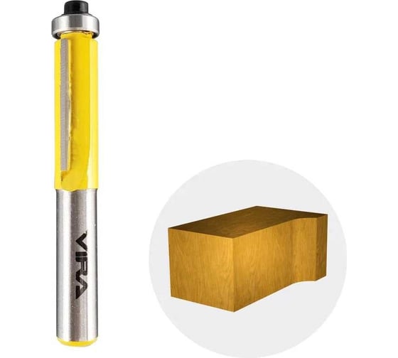 Изображение товара Фреза кромочная прямая (обгонная) с нижним подшипником (9.5х25 мм, хвостовик 8 мм) VIRA 553329