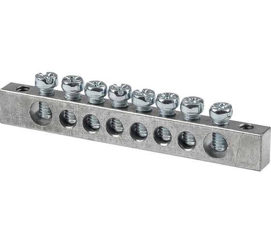 Изображение товара Шина EKF PEN, ноль-земля, 8 отверстий, крепеж по краям, цинк sn1-63-08-k