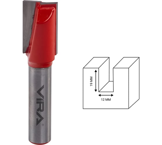 Изображение товара Фреза пазовая прямая с улучшенным зубом 12 х 19 мм хвостовик 8 мм VIRA L 553317