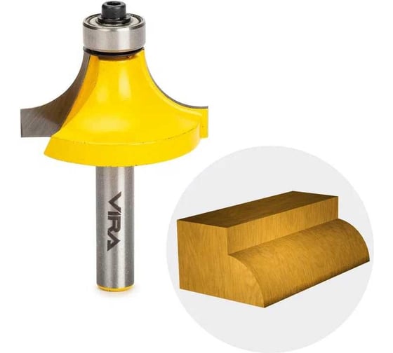 Изображение товара Фреза кромочная калевочная (38.1х19 мм; R12.7 мм; подшипник 12.7 мм; хвостовик 8 мм) VIRA 553355