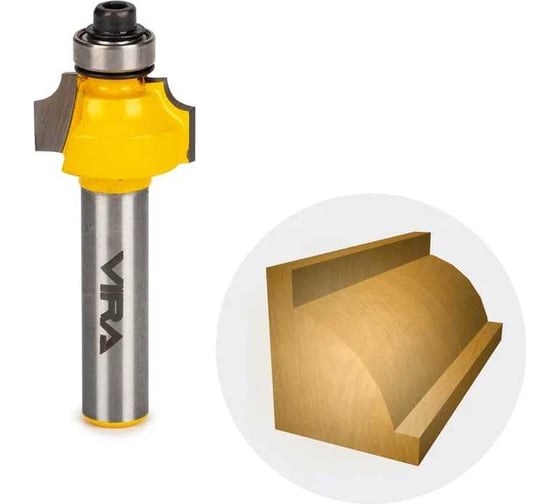 Изображение товара Фреза кромочная калевочная по дереву (19х10 мм; R3.17 мм; хвостовик 8 мм) VIRA 553353