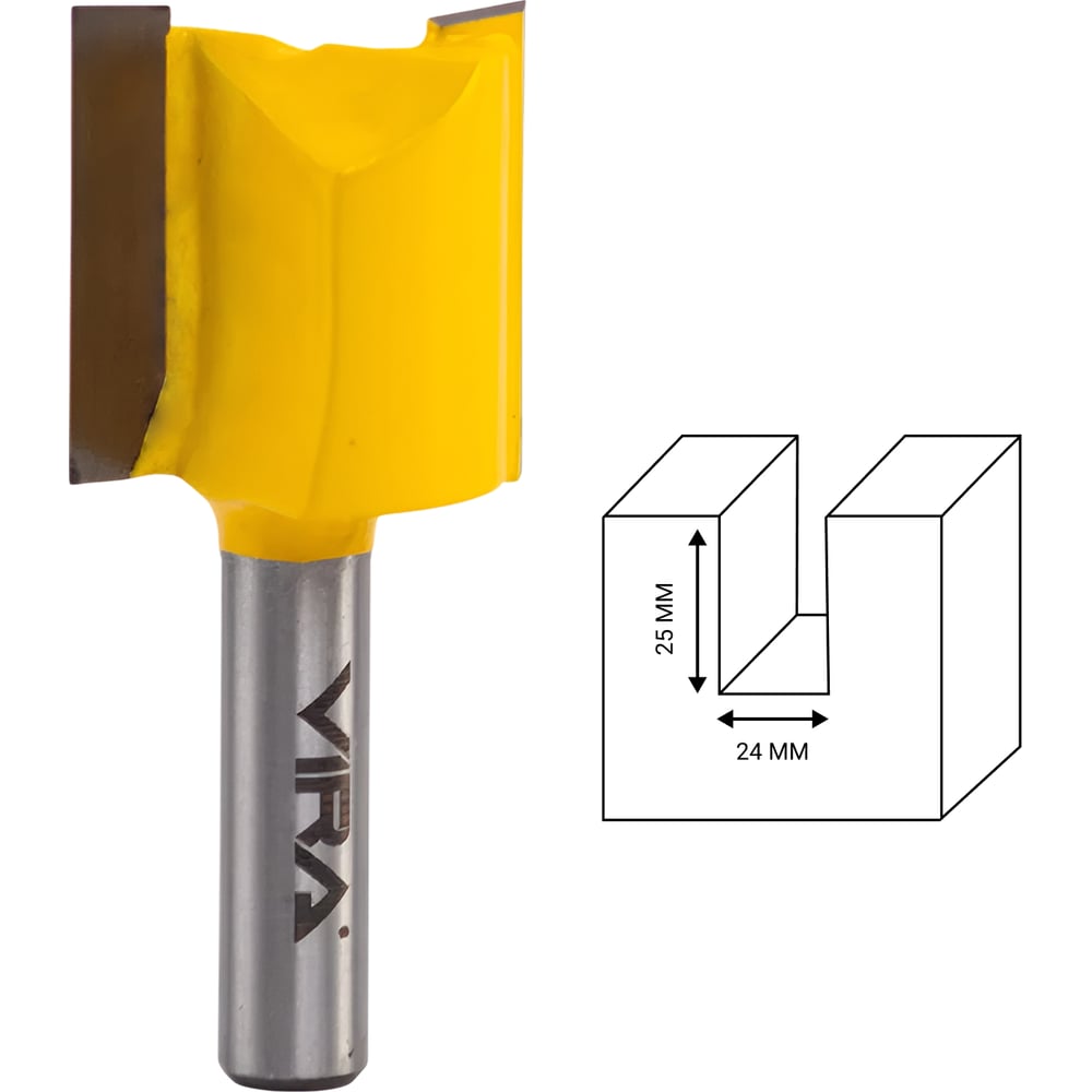 Изображение товара Фреза пазовая прямая 24х25.4 мм хвостовик 8 мм VIRA 553309