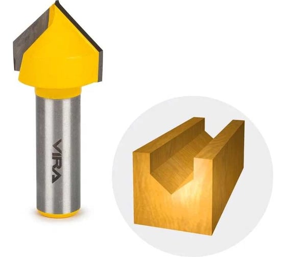 Изображение товара Фреза пазовая галтельная V-образная 90 градусов (25.4x20.7 мм, хвостовик 12 мм) VIRA L553363