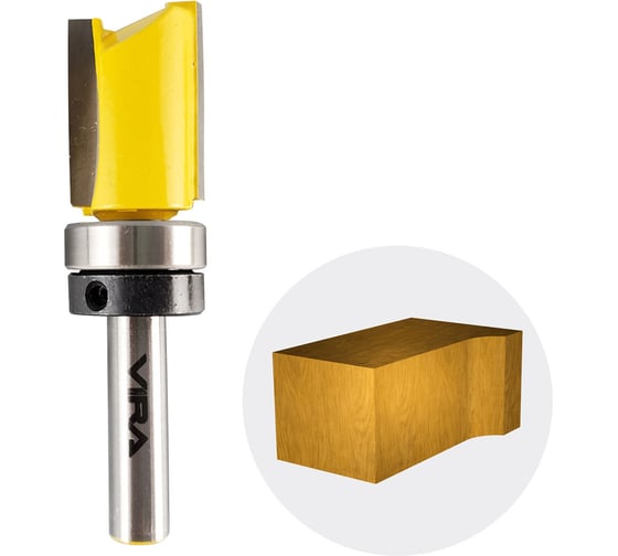 Изображение товара Фреза кромочная прямая обгонная с верхним подшипником 19 х 26 мм хвостовик 8 мм VIRA L 553337