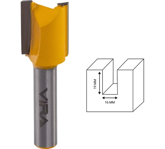 Изображение товара Фреза пазовая прямая (16х19 мм, хвостовик 8 мм) VIRA L553304