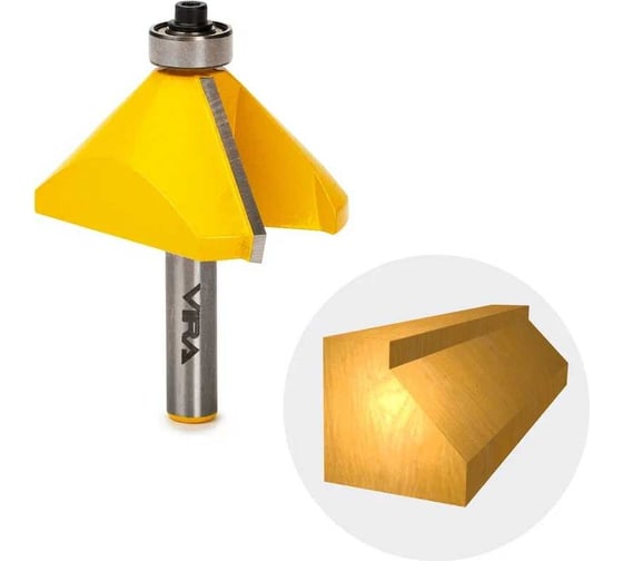 Изображение товара Фреза кромочная конусная 45 градусов 50.8 х 23 мм подшипник 12.7 мм хвостовик 8 мм VIRA L 553359