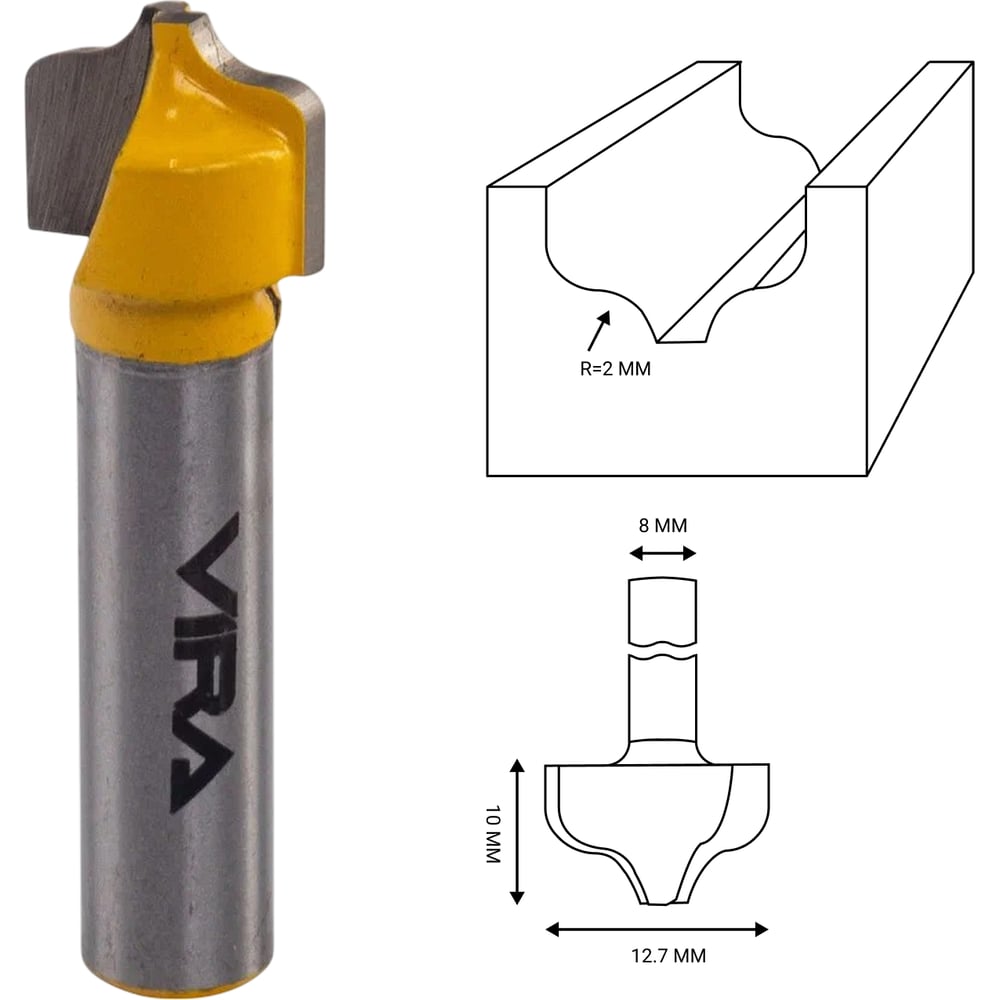 Изображение товара Фреза пазовая фасонная 12.7x10 мм VIRA L553389 для деревообработки