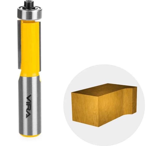 Изображение товара Фреза кромочная прямая (обгонная) с нижним подшипником (12х19 мм, хвостовик 12 мм) VIRA L553334