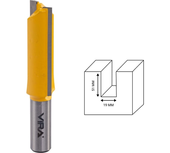 Изображение товара Фреза пазовая прямая (19х51 мм, хвостовик 12 мм) VIRA 553320