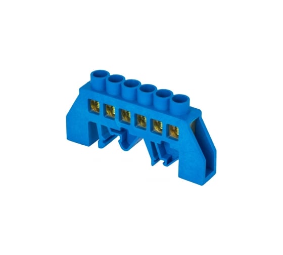 Изображение товара Шина "0" N EKF, 6 отверстий, латунь, синий нейлоновый корпус, комбинированный PROxima (20 шт) sn0-125-6-dn